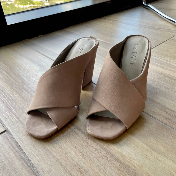 1. State Tan Heeled Mules - Picture 1 of 4